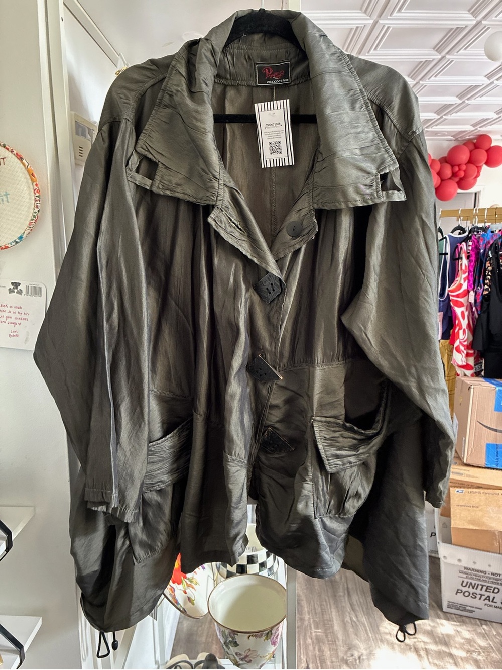 Prisa Oversized Olive Trench Jacket